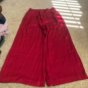 Ann Taylor silk red wide leg pants